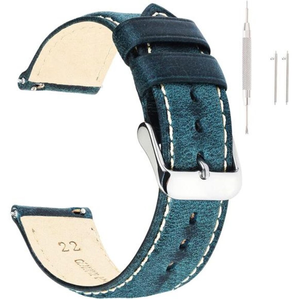 Vintage Leather Watch Band EACHE Watch Strap Oil Wax/Discolored Litchi Grain